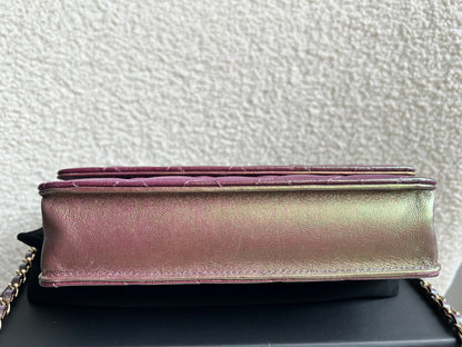 Chanel Iridescent Purple Lambskin Wallet on Chain