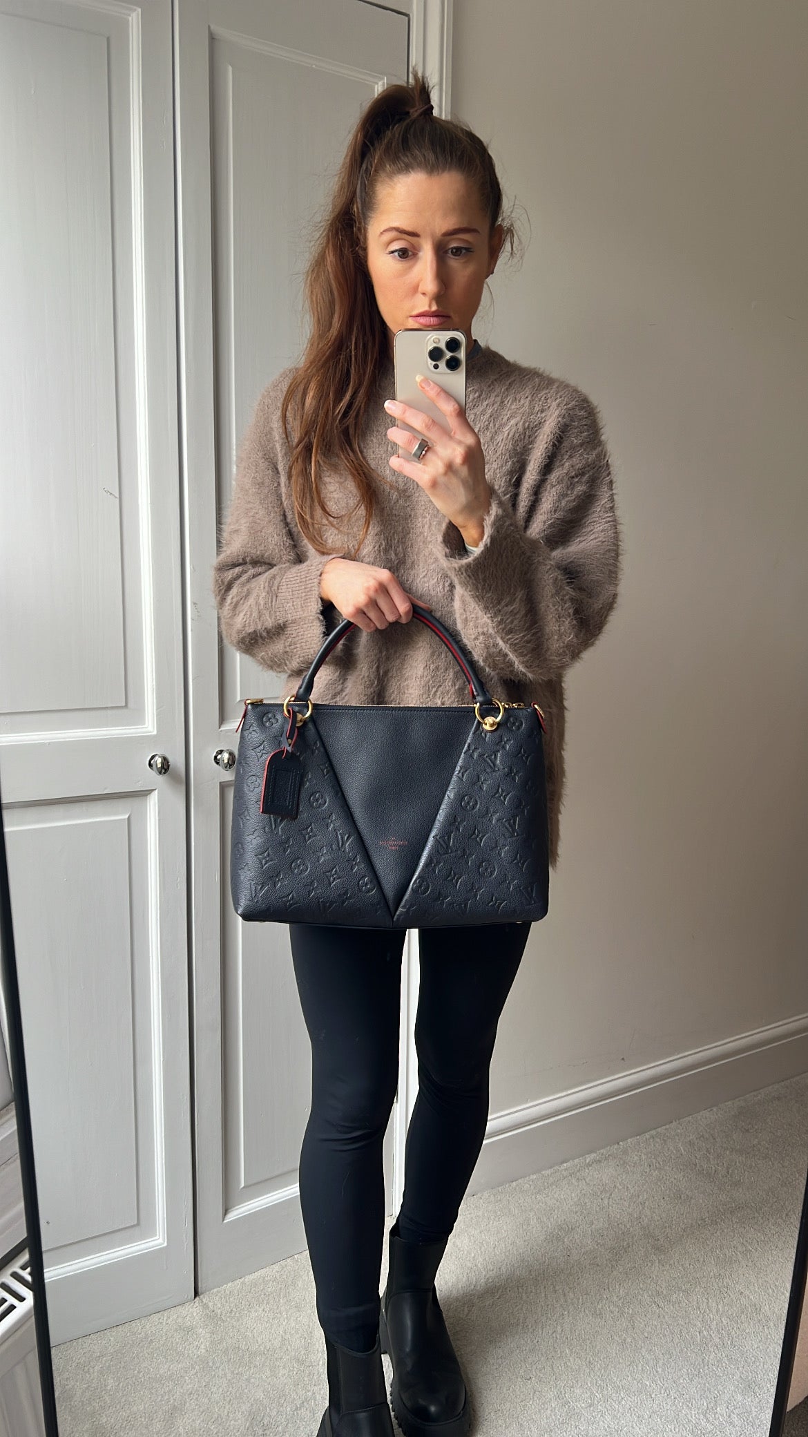 Louis Vuitton V Tote MM Navy Empreinte (RRP £2,390)
