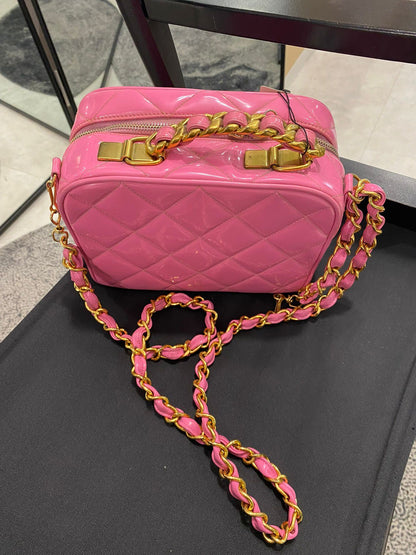 Chanel Vanity Bag Pink Patent Gold Hardware