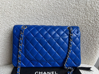 Chanel Medium Classic Flap in Cobalt Blue Lambskin with silver hardware (RRP £9090)