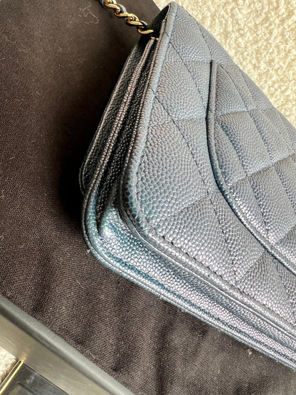 Chanel Iridescent Blue Caviar Wallet on Chain