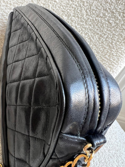Chanel Vintage Black Lambskin Camera Bag with 24k Gold Hardware