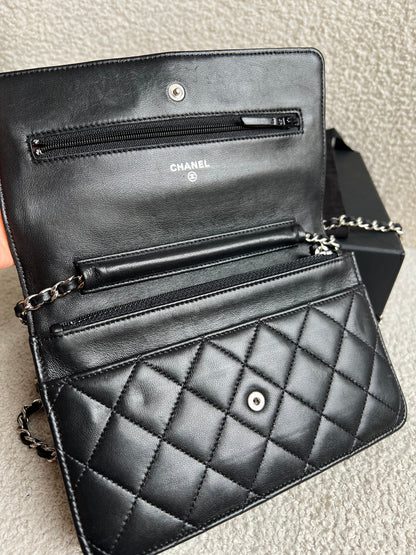 Chanel Wallet on Chain in Black Lambskin Silver Hardware (RRP £2,930)