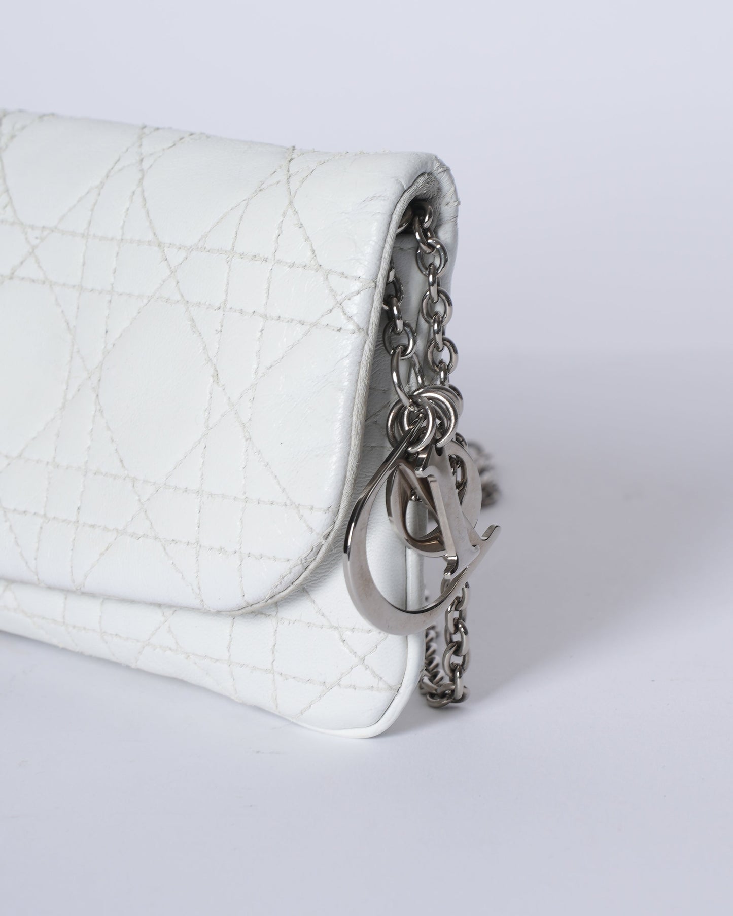 Dior White Cannage Crossbody Bag In White