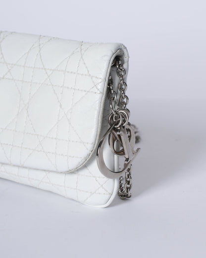 Dior White Cannage Crossbody Bag In White