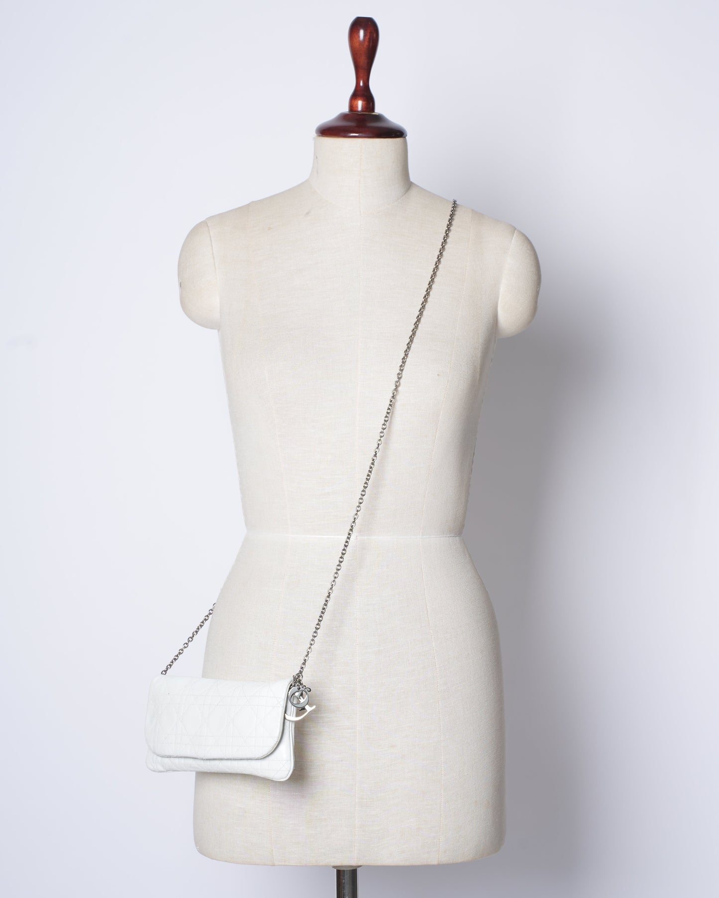 Dior White Cannage Crossbody Bag In White