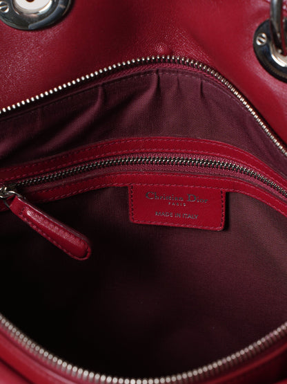 Christian Dior Polochon Cannage Rouge Dior Grenville Top Handle Bag In Red