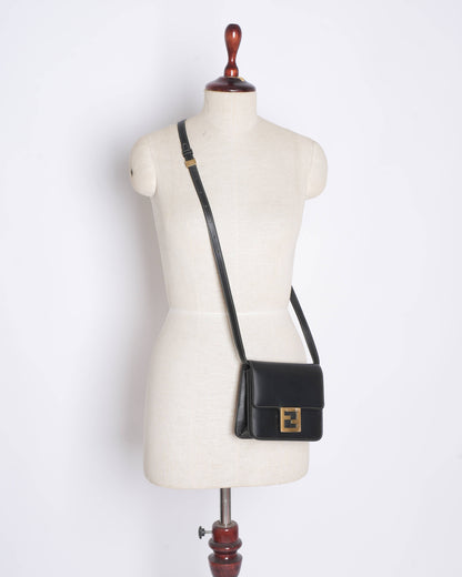 New Fendi fab black crossbody bag in smooth calfskin leather