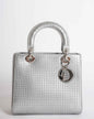 Lady Dior Small Cannage Motif Bag In Metallic Silver