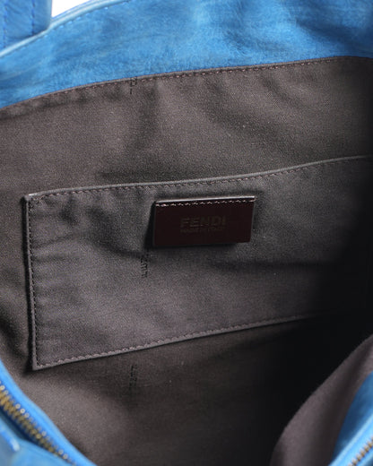 Fendi Nubuck Shoulder Bag In Blue