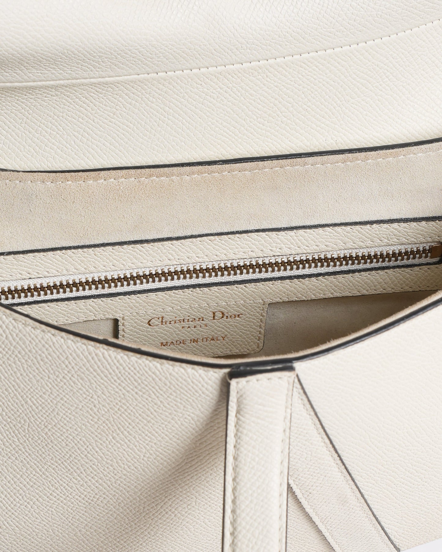 Christian Dior Saddle Bag With Strap In Latte Grained Calfskin