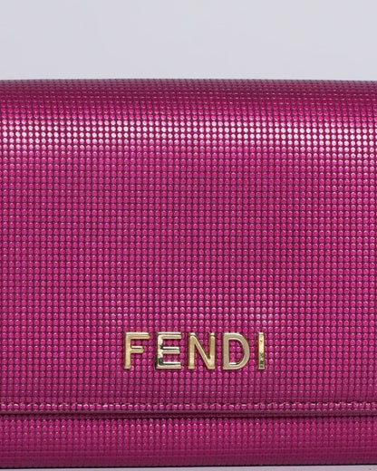 Fendi magenta leather logo flap continental wallet