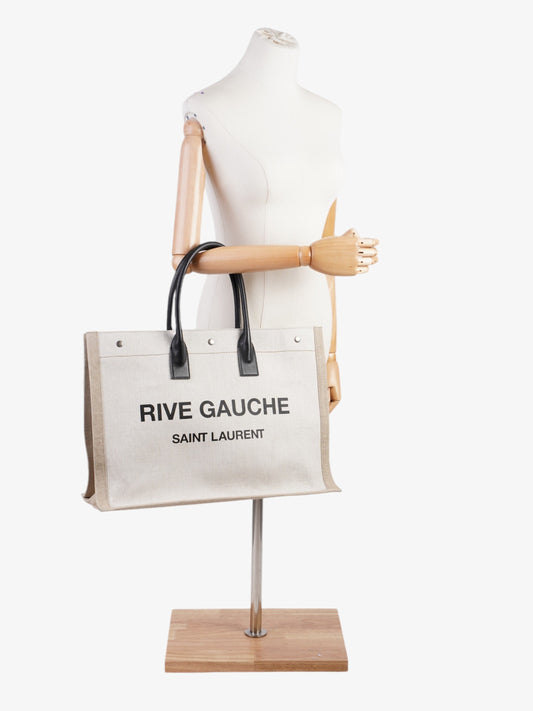Saint Laurent Luxury Leather Beige Tote Bag