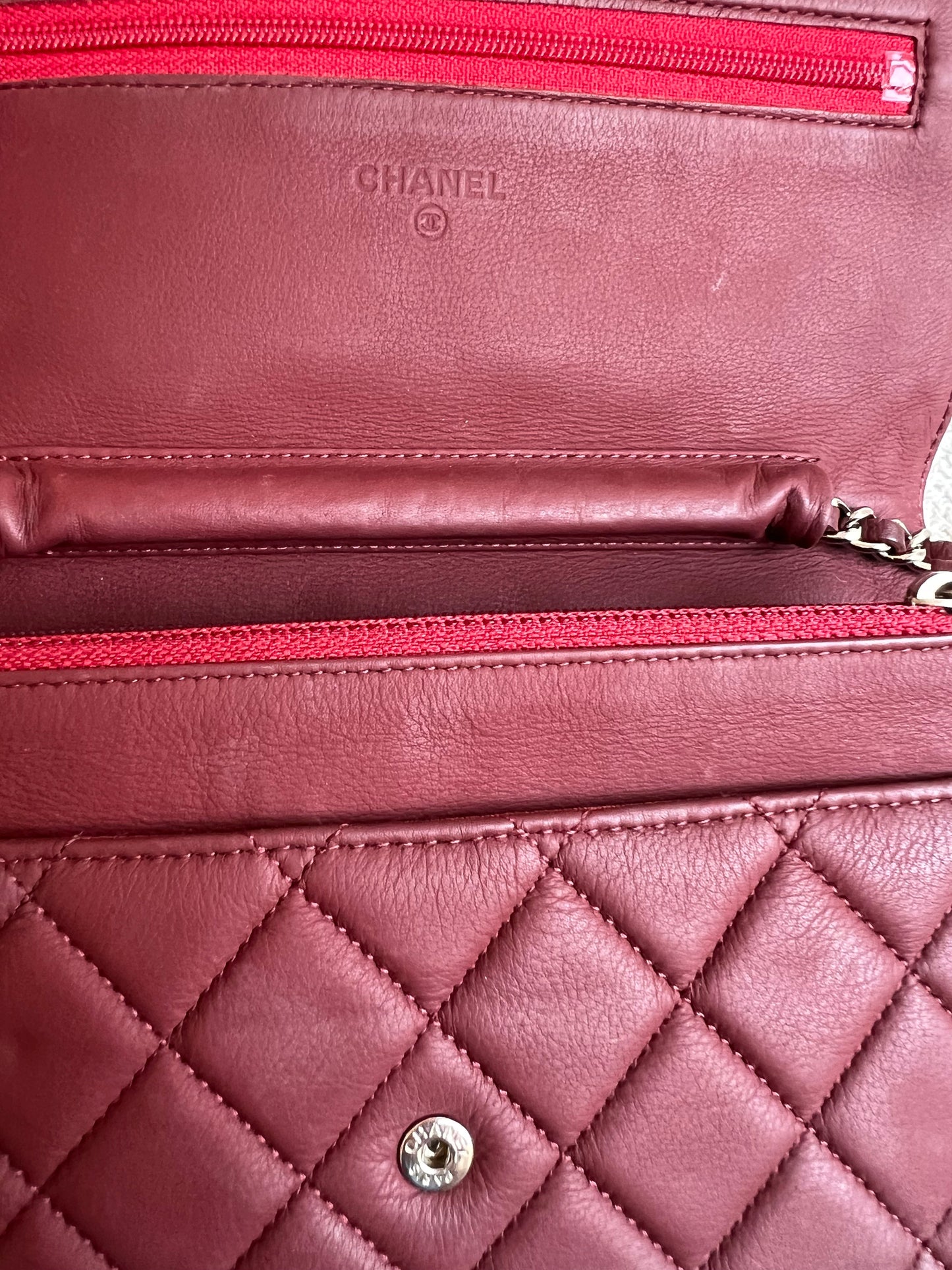 Chanel Burgundy Lambskin Wallet on Chain