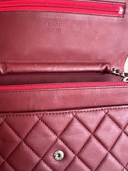 Chanel Burgundy Lambskin Wallet on Chain
