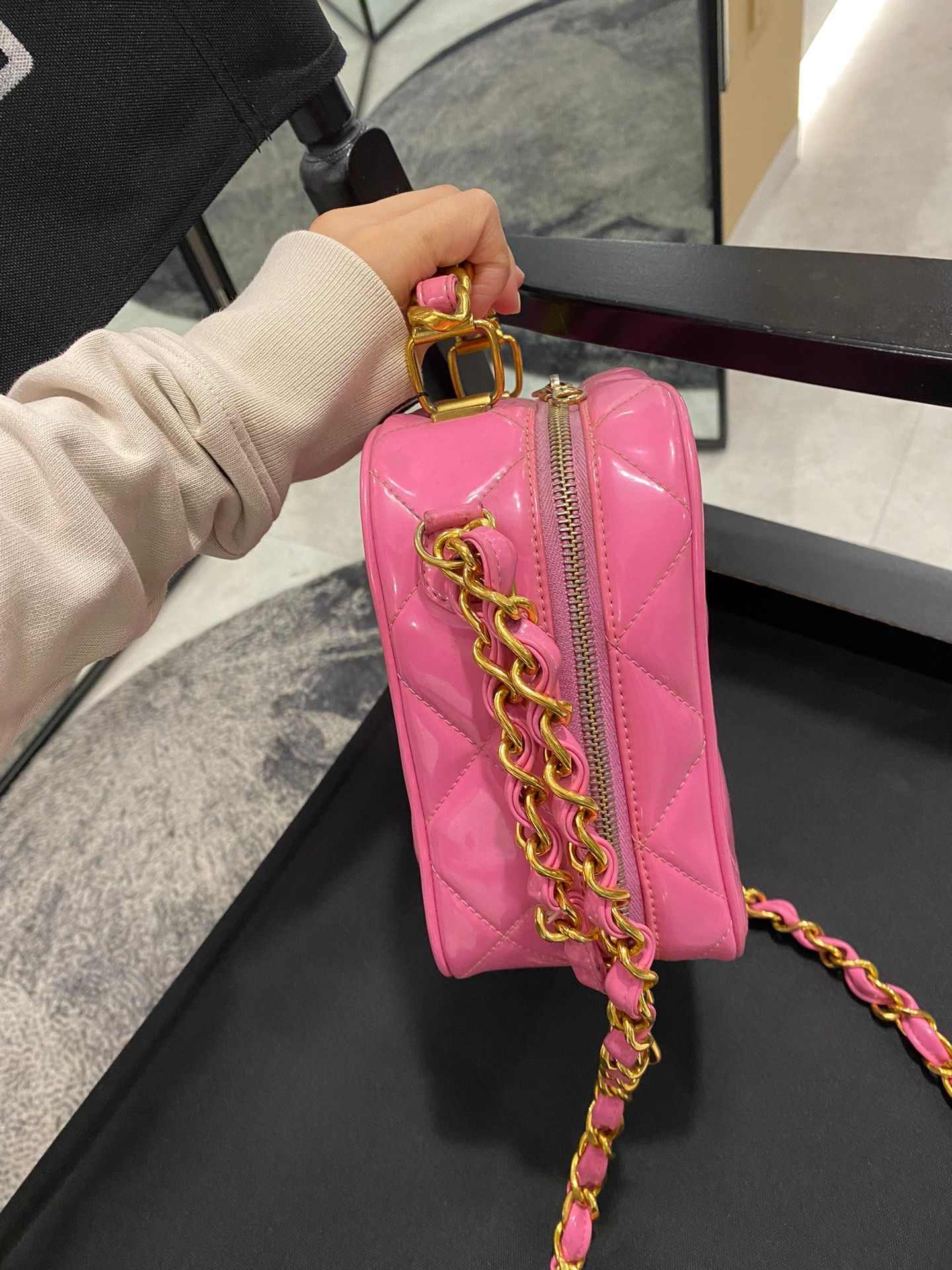 Chanel Vanity Bag Pink Patent Gold Hardware