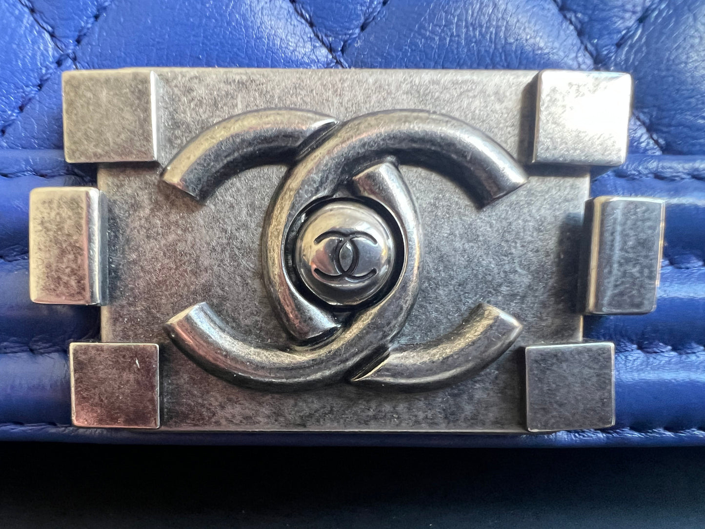 Chanel Blue Lambskin Large Boy Bag