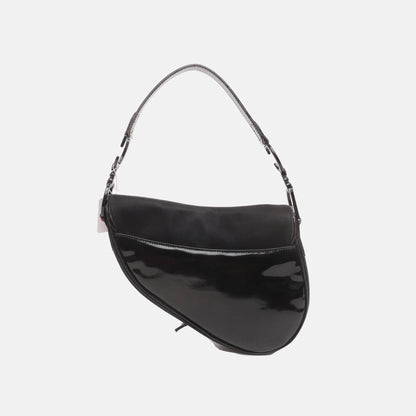Dior Saddle So Black Fabric and Patent Leather Shoulder Bag