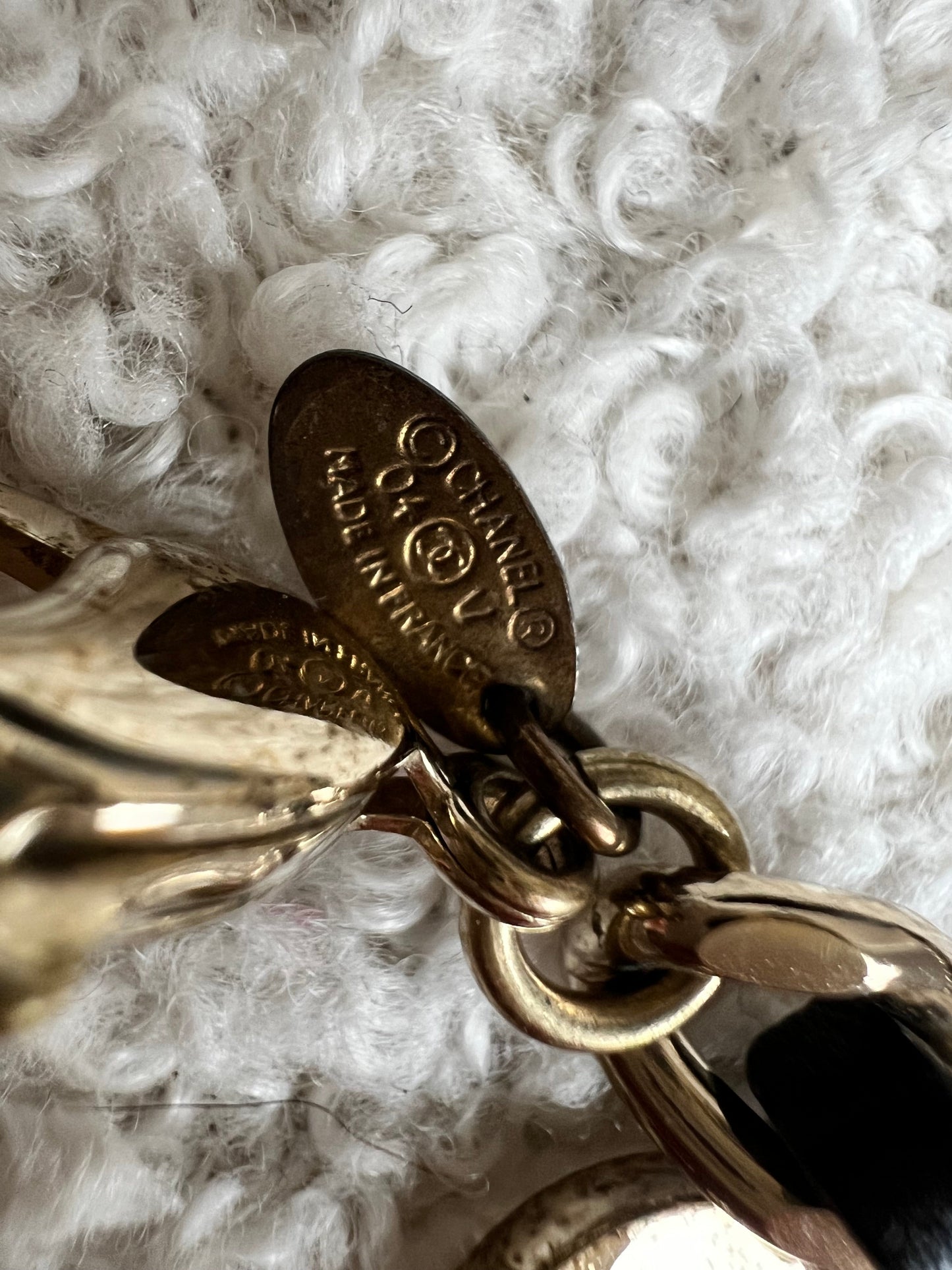 Chanel Leather Enchained Logo Charm Bracelet