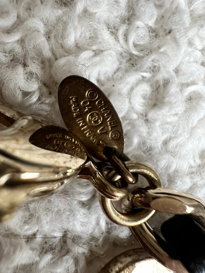 Chanel Leather Enchained Logo Charm Bracelet