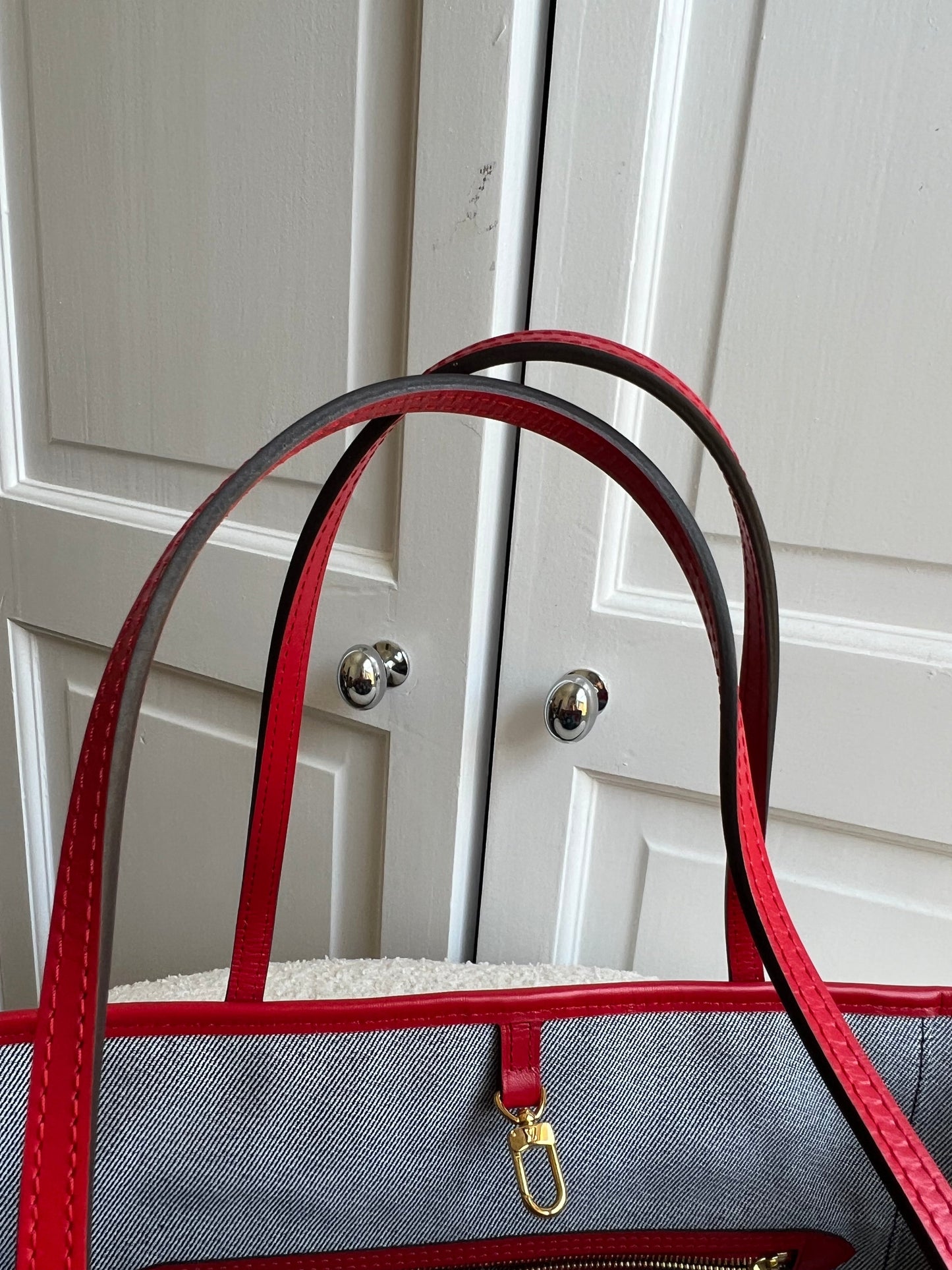 Louis Vuitton Neverfull MM Denim Rouge Patchwork