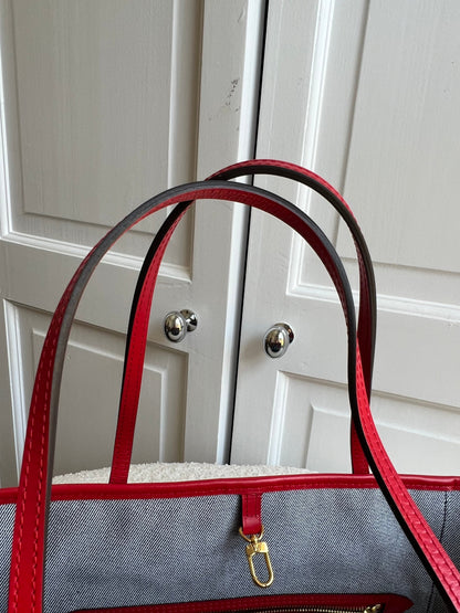 Louis Vuitton Neverfull MM Denim Rouge Patchwork