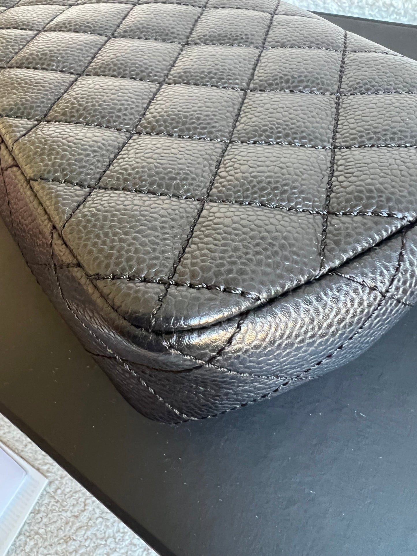 Chanel East West Flap in Black Caviar Silver Hardware