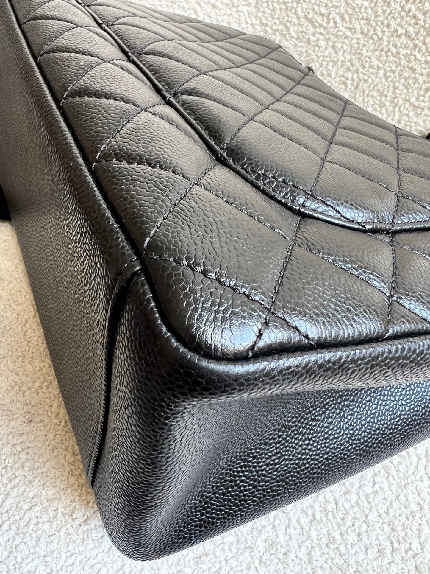 Chanel Black Caviar Grand Shopper Tote (GST) Silver Hardware