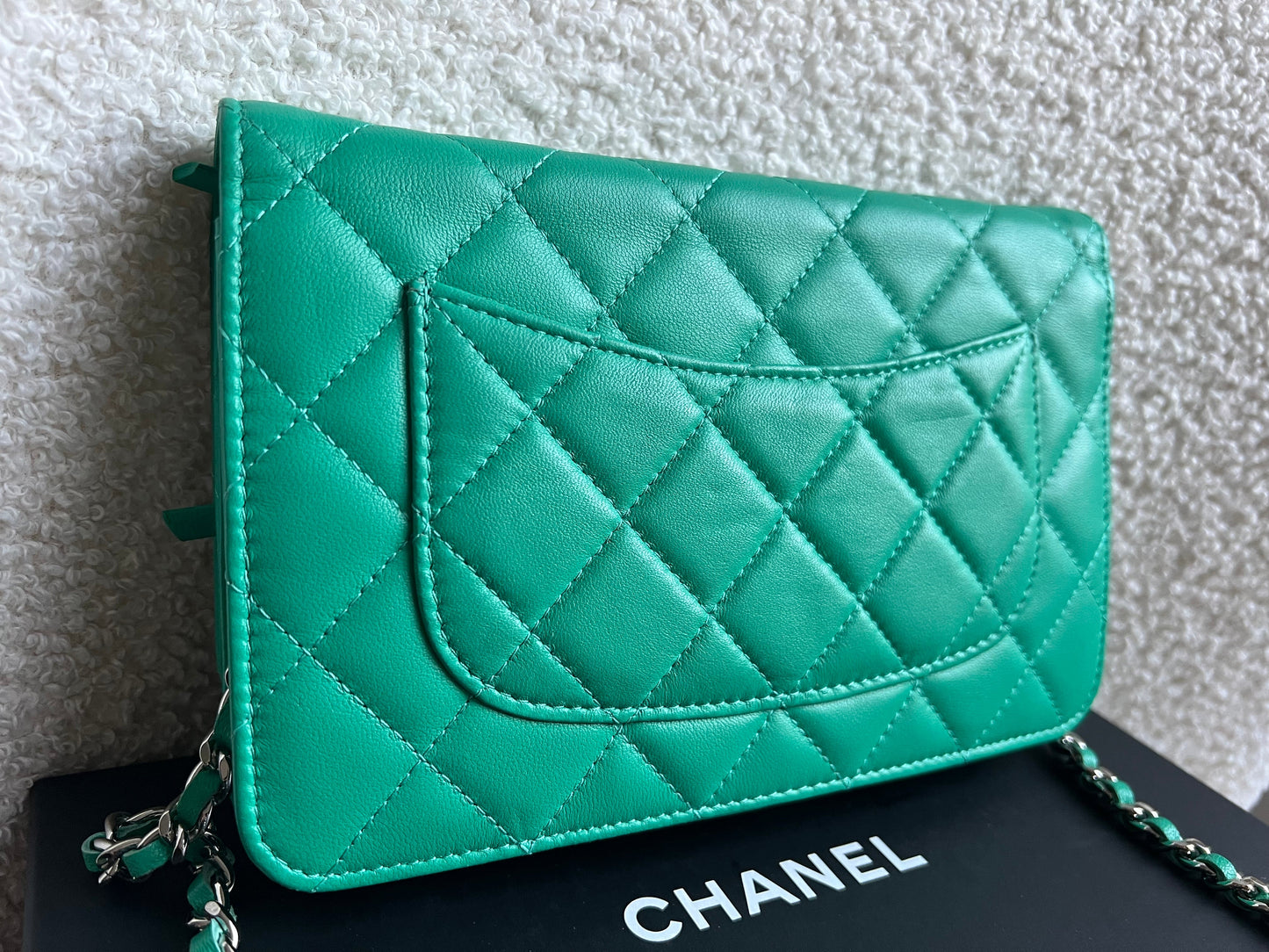 Chanel Turquoise Lambskin Wallet on Chain (RRP £2,930)
