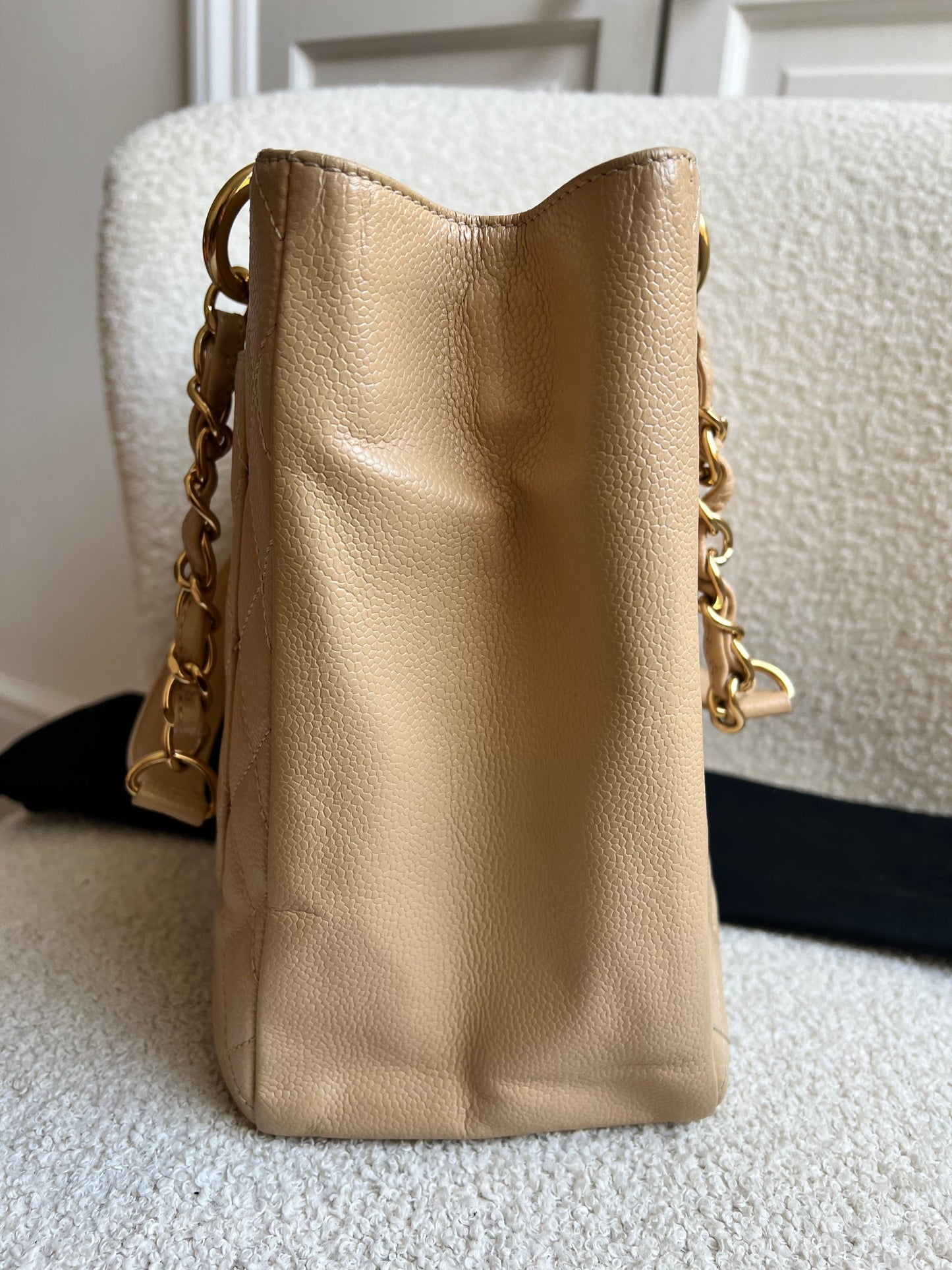 Chanel Beige Caviar Grand Shopper Tote gold hardware (GST)