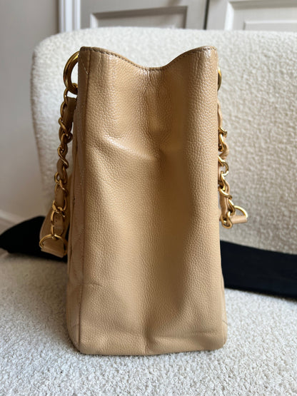 Chanel Beige Caviar Grand Shopper Tote gold hardware (GST)
