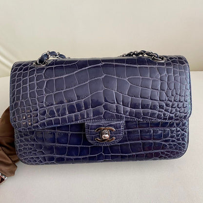 Chanel Classic Flap Leather Silver Shoulder Bag