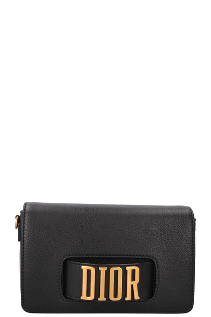 Christian Dior Dio R Evolution Clutch Bag Leather Black
