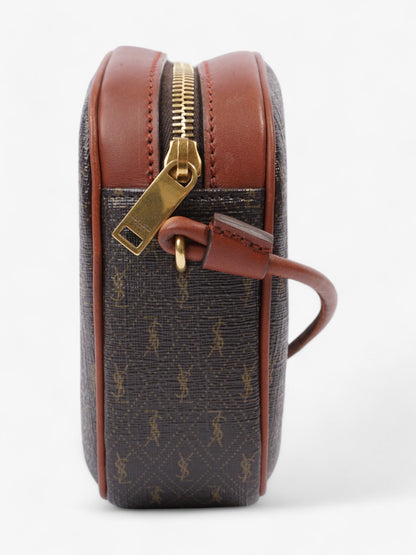 Saint Laurent Le Monogramme Camera Brown Coated Canvas
