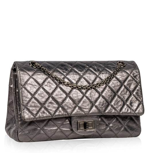 Chanel Classic Flap Lambskin Silver Shoulder Bag Lambskin