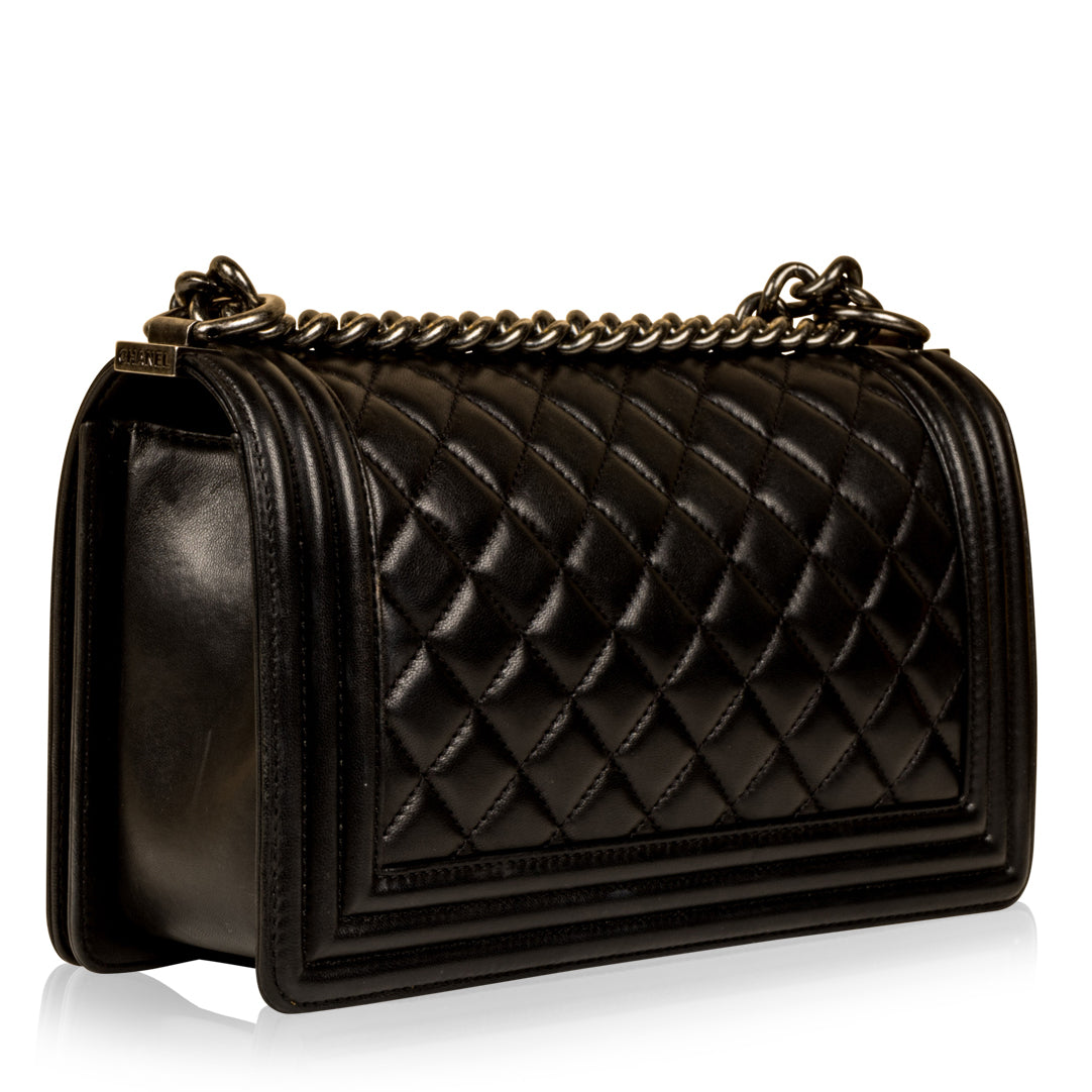 Chanel Boy Bag Lambskin Black Shoulder Bag Style 13