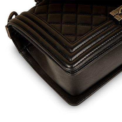 Chanel Boy Bag Lambskin Black Shoulder Bag Style 13