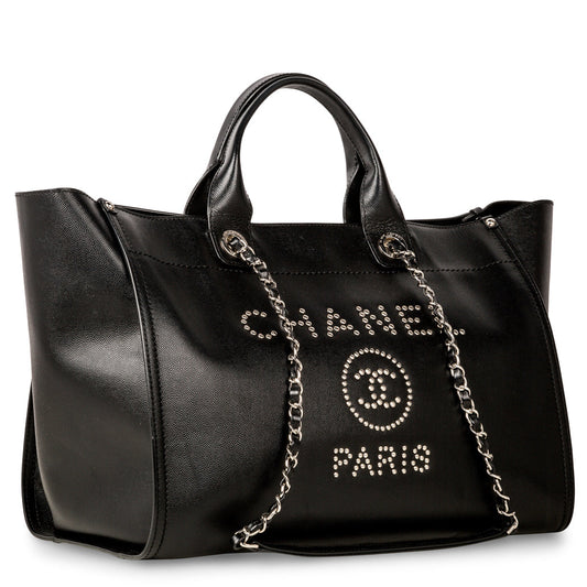 Chanel Cambon Canvas Black Tote Bag Canvas