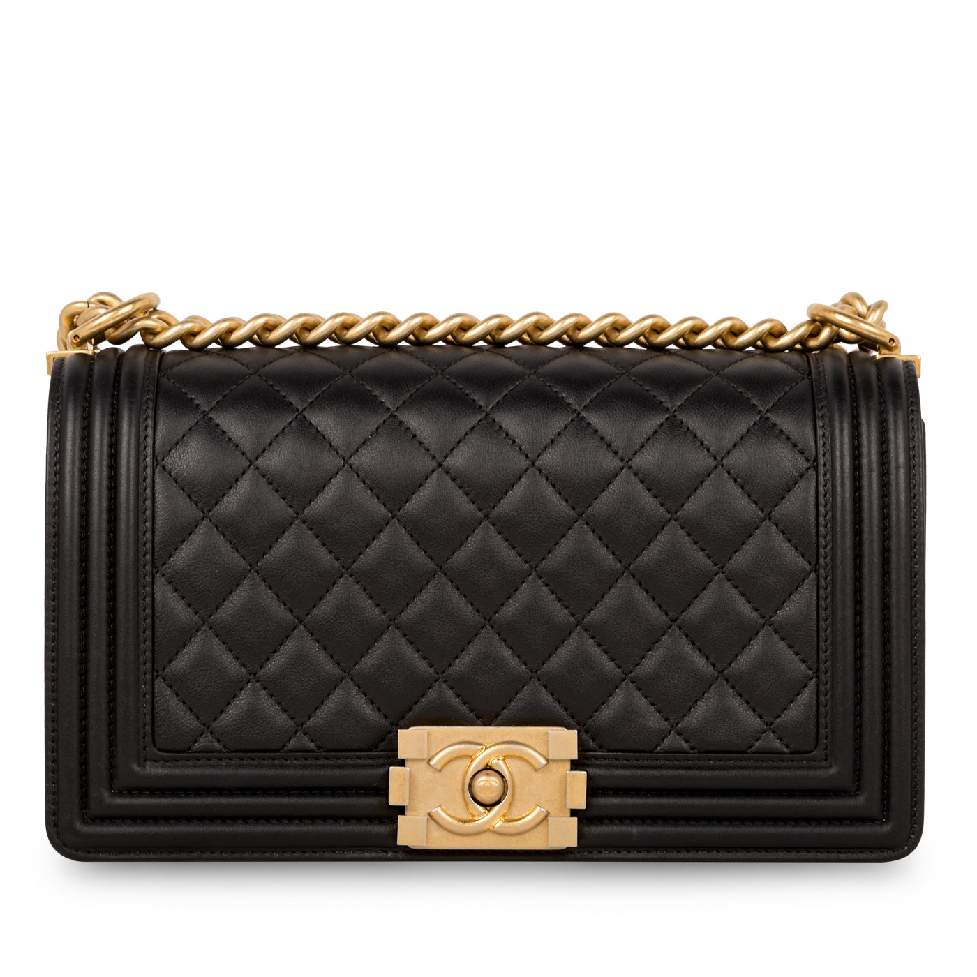 Chanel Boy Bag Lambskin Black Shoulder Bag Style 42