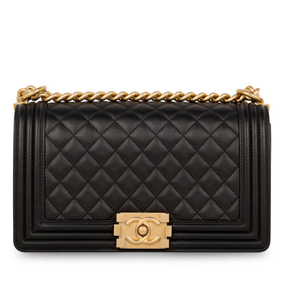 Chanel Boy Bag Lambskin Black Shoulder Bag Style 40