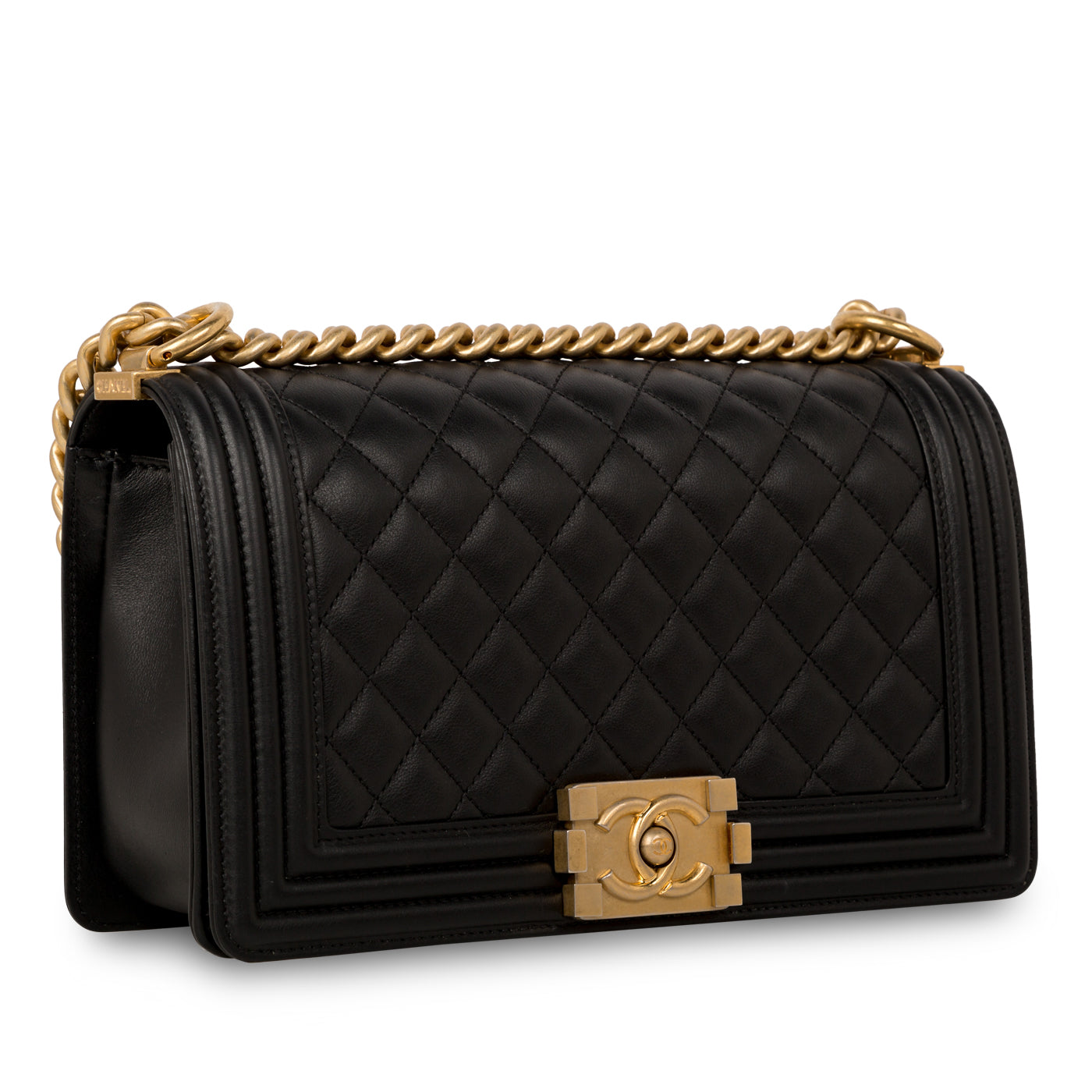 Chanel Boy Bag Lambskin Black Shoulder Bag Style 40
