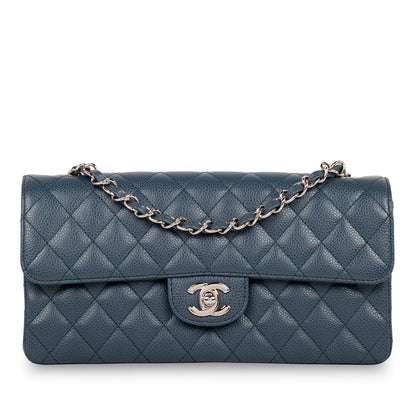 Chanel Classic Flap Caviar Silver Shoulder Bag Style 19