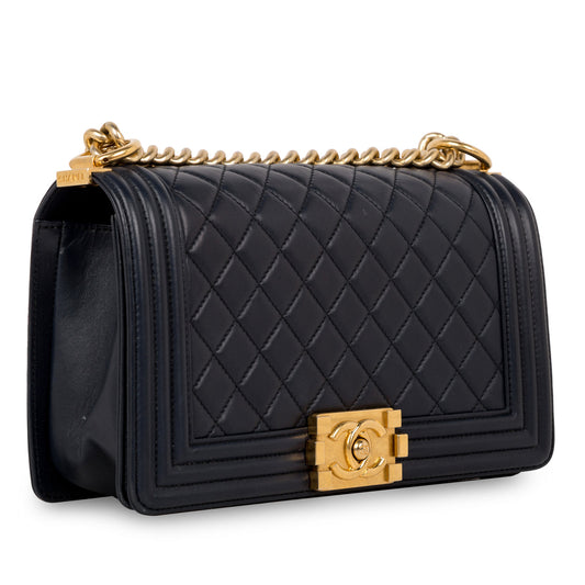 Chanel Boy Bag Lambskin Gold Shoulder Bag Style 11