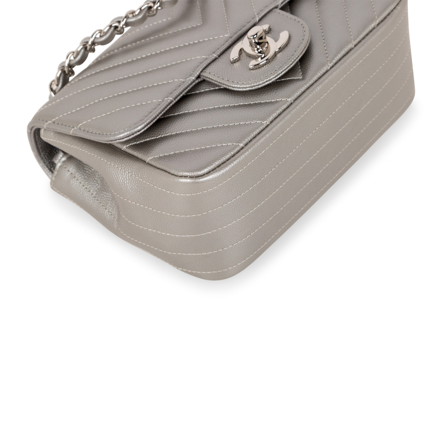 Chanel Classic Flap Caviar Silver Shoulder Bag Style 18