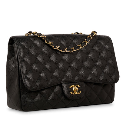 Chanel Classic Flap Caviar Black Shoulder Bag Style 46