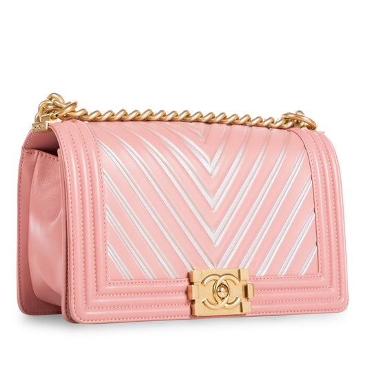 Chanel Boy Bag Lambskin Gold Shoulder Bag Style 13
