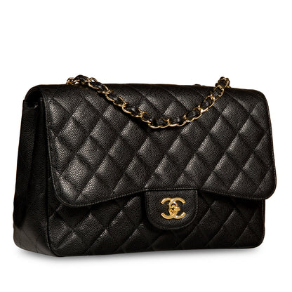 Chanel Classic Flap Caviar Black Shoulder Bag Style 43