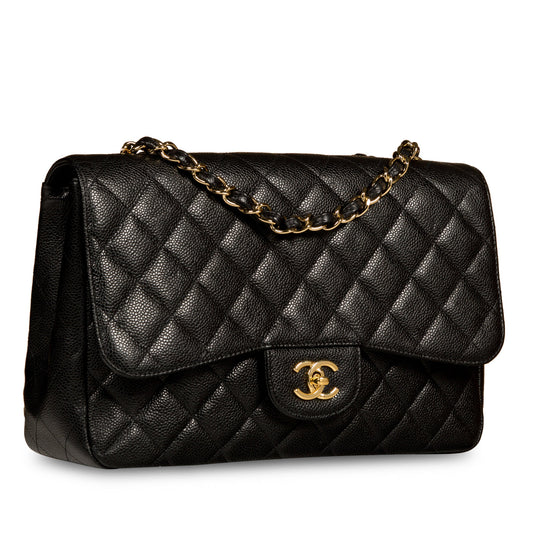 Chanel Classic Flap Caviar Black Shoulder Bag Style 43