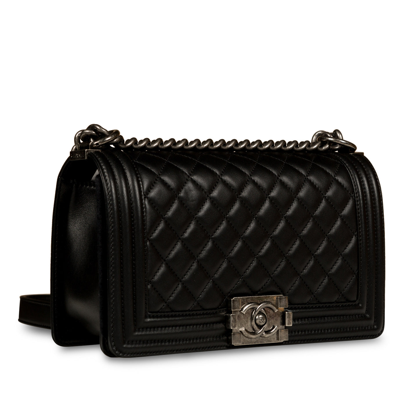 Chanel Boy Bag Lambskin Black Shoulder Bag Style 41