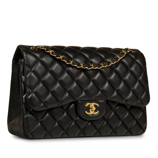 Chanel Classic Flap Lambskin Black Shoulder Bag Style 49